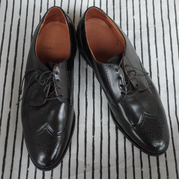 Black BOSTONIAN Classics Brogue Wingtip Oxfords Dress Shoes USA Made - Picture 1 of 10